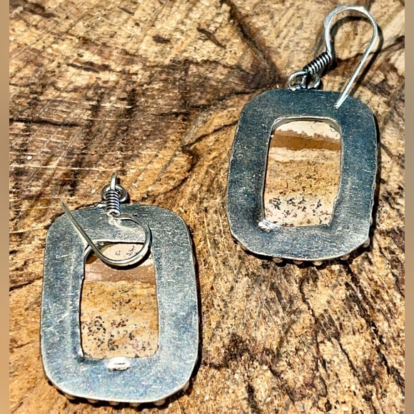 Abstract Picture Jasper Earrings 1 7/8” - Picture 7 of 9